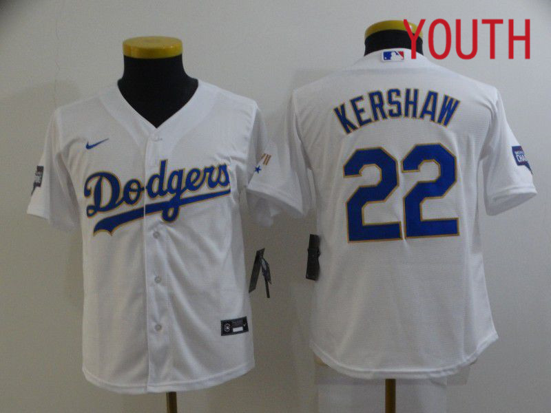 Youth Los Angeles Dodgers #22 Kershaw White Game 2021 Nike MLB Jersey->women mlb jersey->Women Jersey